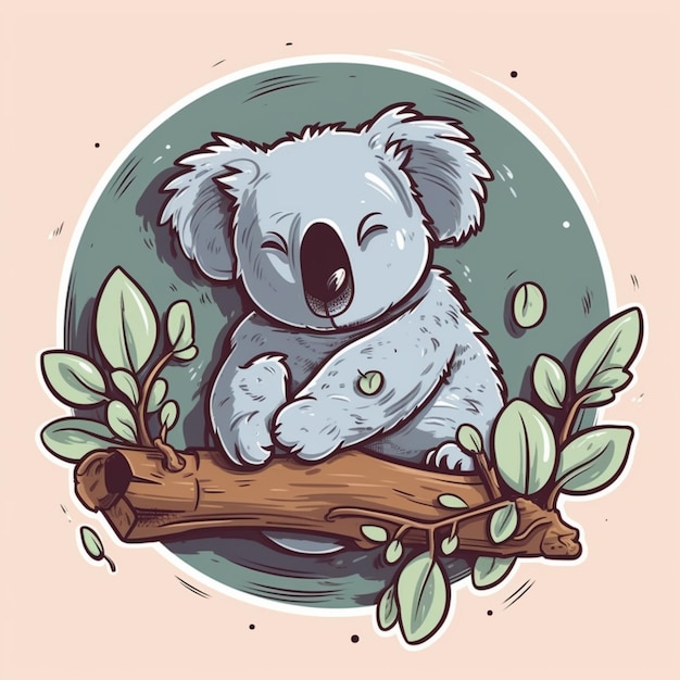 Un oso koala duerme en la rama de un árbol.