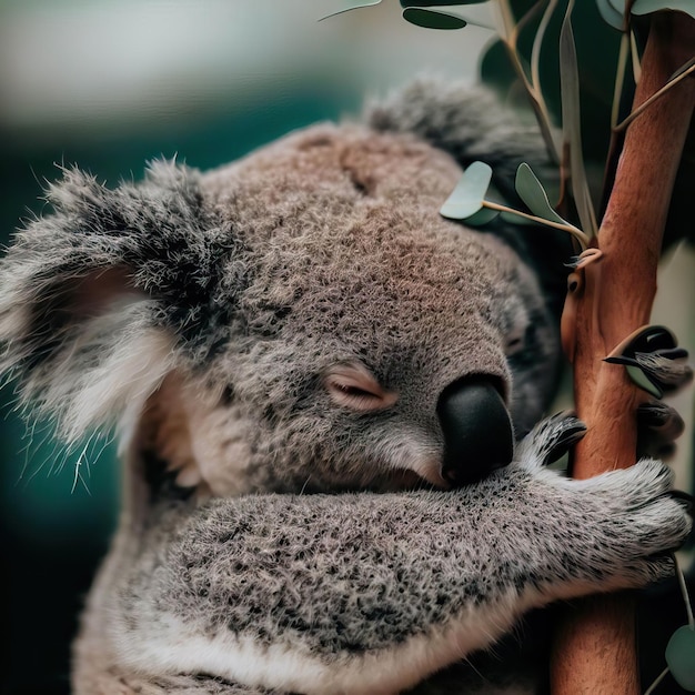 Foto el oso koala durmiendo la ia generativa