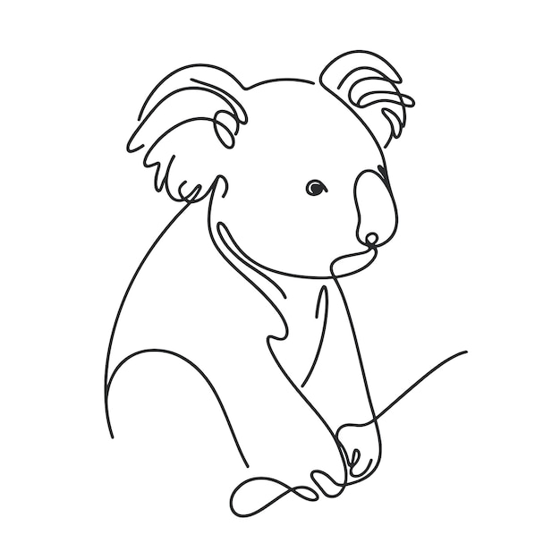 Un oso koala está dibujado en blanco y negro