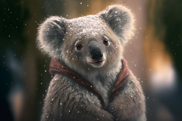 Un oso koala en la nieve IA generativa