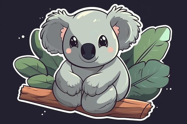 Un oso koala se sienta en una rama con hojas.