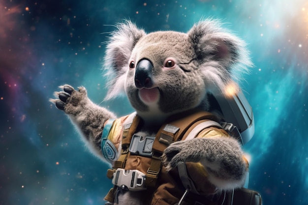 Un oso koala con traje espacial