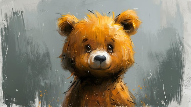 Un oso lindo sobre un fondo gris