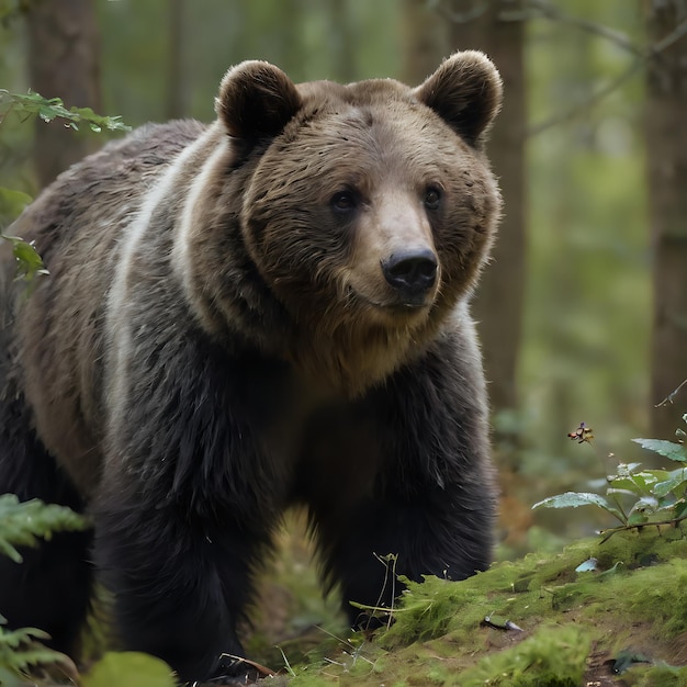 Foto un oso marrón en el bosque