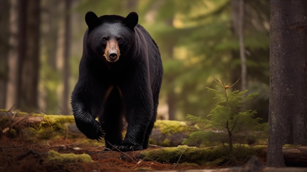 Foto el oso negro en el bosque