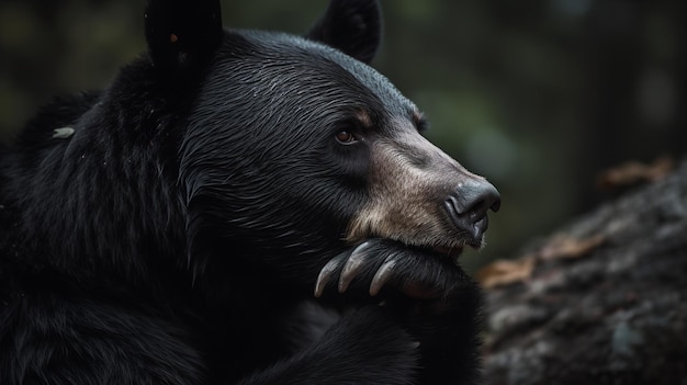 El oso negro contemplativo