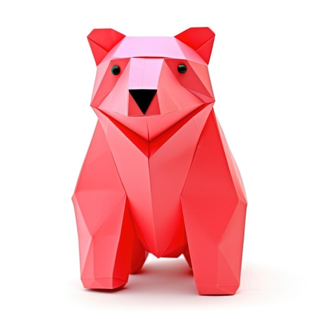 Oso de origami aislado sobre fondo blanco.