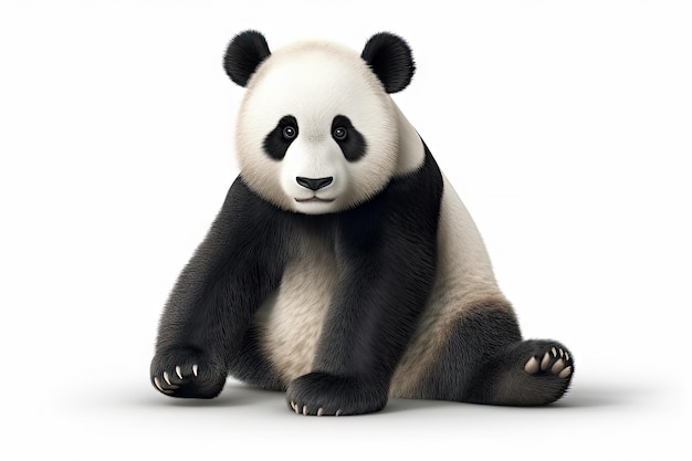 Oso panda aislado sobre fondo blanco osos en peligro de extinción especie el animal salvaje IA generativa