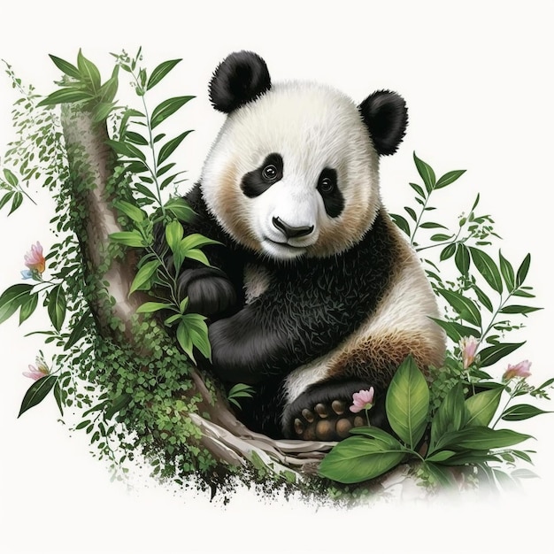 Oso panda en un árbol