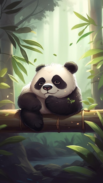 Un oso panda en un bosque de bambú