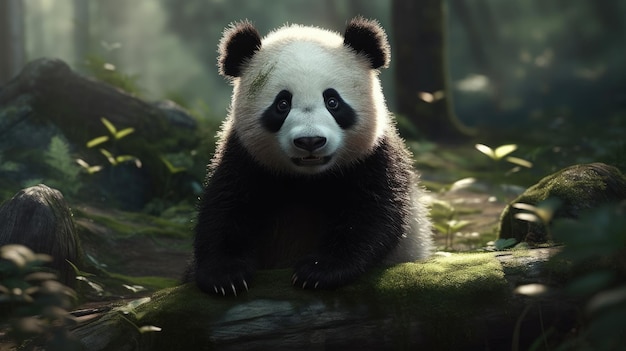 Un oso panda en el bosque