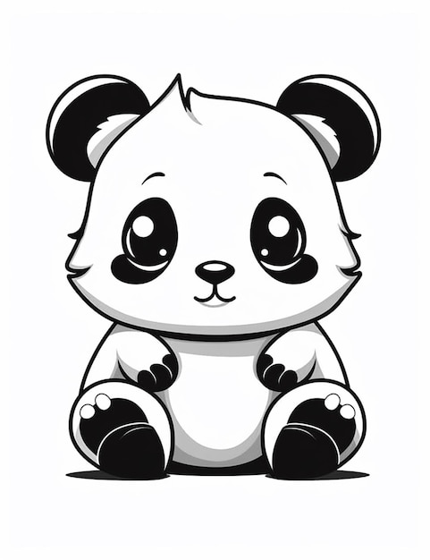 Un oso panda de dibujos animados sentado en el suelo con los ojos bien abiertos ai generativo