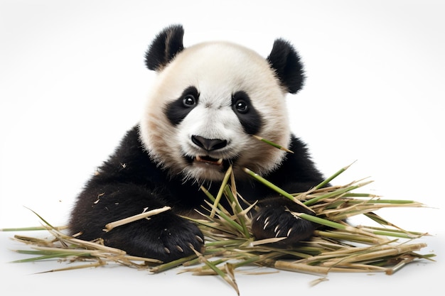 Un oso panda con fondo blanco.