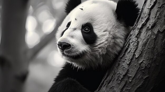 un oso panda mirando a la cámara