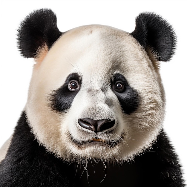 Un oso panda con nariz negra y ojos negros.