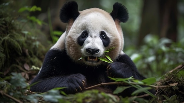 Un oso panda en la naturaleza