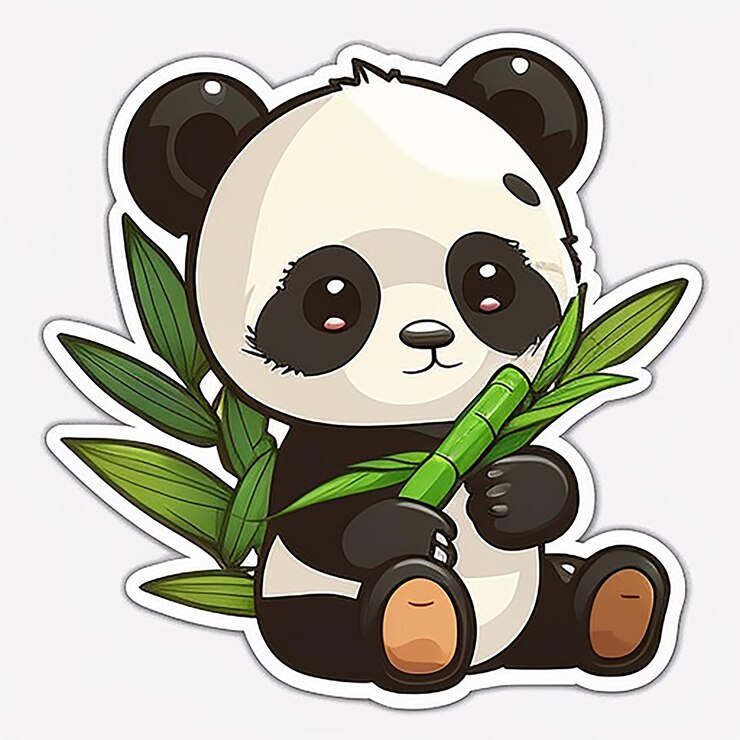 Foto un oso panda con una pegatina de bambú que dice panda
