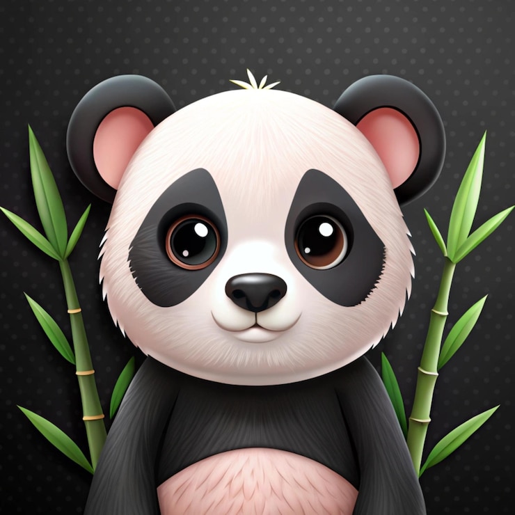 Foto un oso panda con una planta de bambú en el fondo