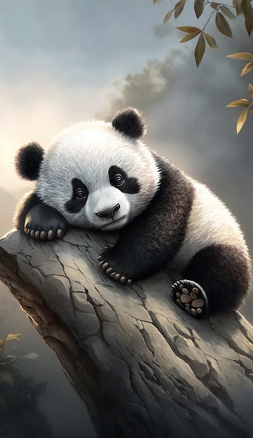 Oso panda en la rama de un árbol