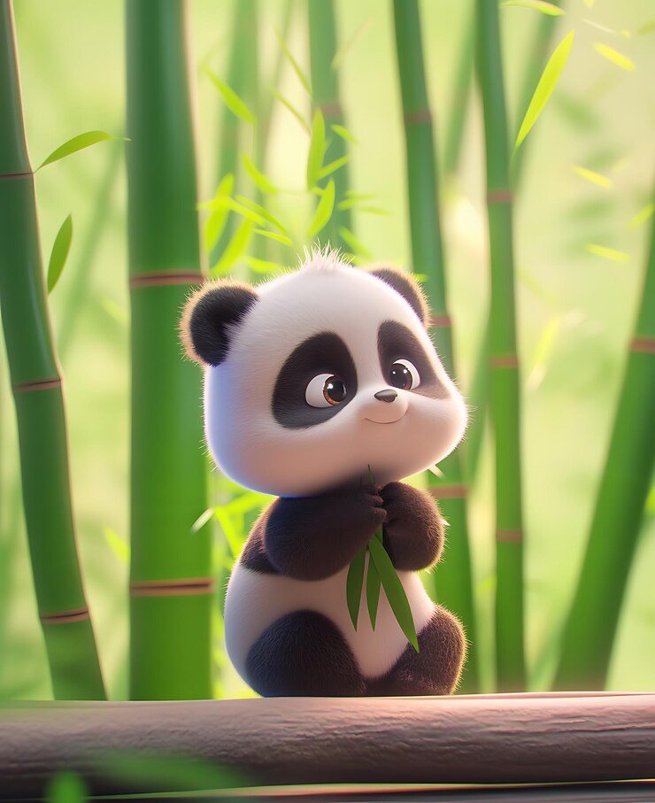 Foto un oso panda sentado en una cornisa frente a los árboles de bambú