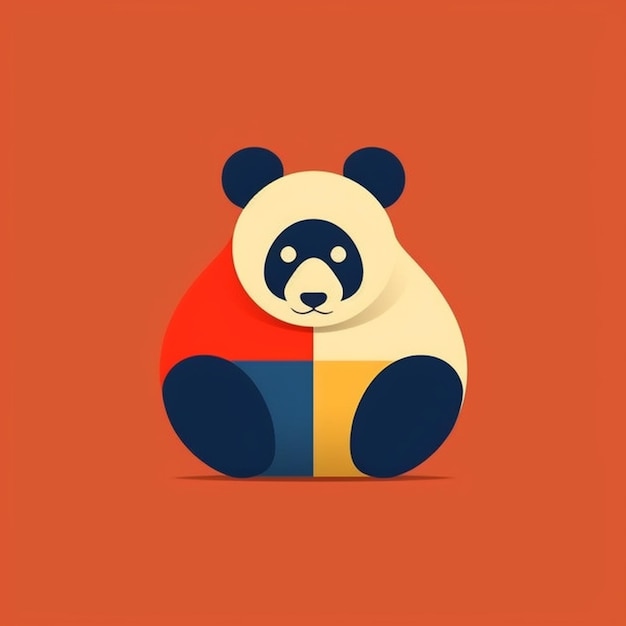 Oso panda sobre un fondo rojo.