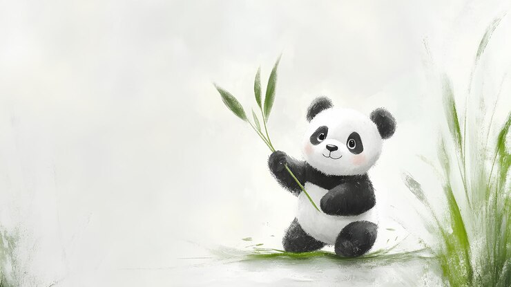 un oso panda sosteniendo un ramo de flores en sus patas