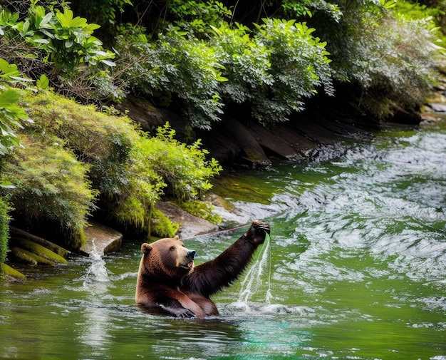 un oso pardo en el agua