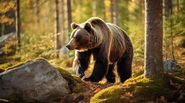 Oso pardo en el bosque