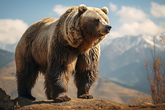 Foto el oso pardo en un hábitat natural