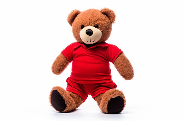 Foto un oso de peluche con una camisa roja y pantalones