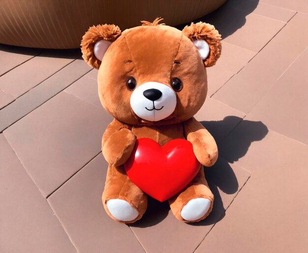 Oso de peluche con corazón rojo.