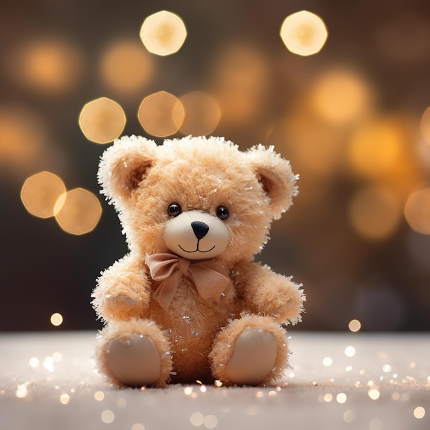 oso de peluche con fondo bokeh