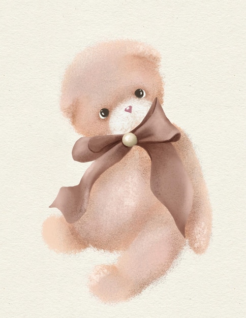 Oso de peluche, lindo animal para la decoración de la habitación de los niños, tarjeta de felicitación, ilustración del bosque