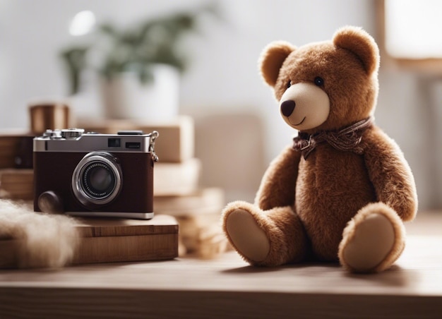 Foto un oso de peluche marrón 2d sobre un fondo blanco