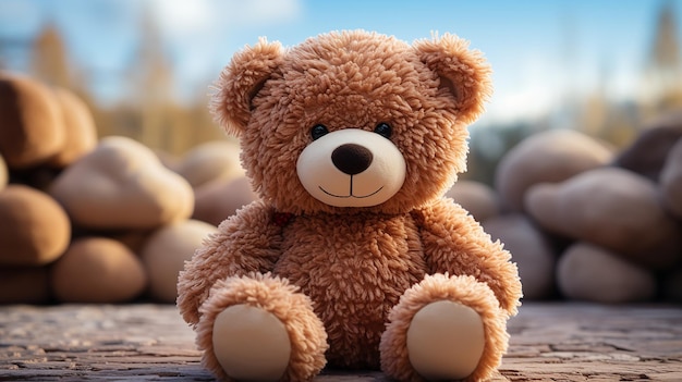 el oso de peluche marrón y el lindo conejo se sientan en un fondo blanco aislado, los juguetes se sientan con la espalda abrazada