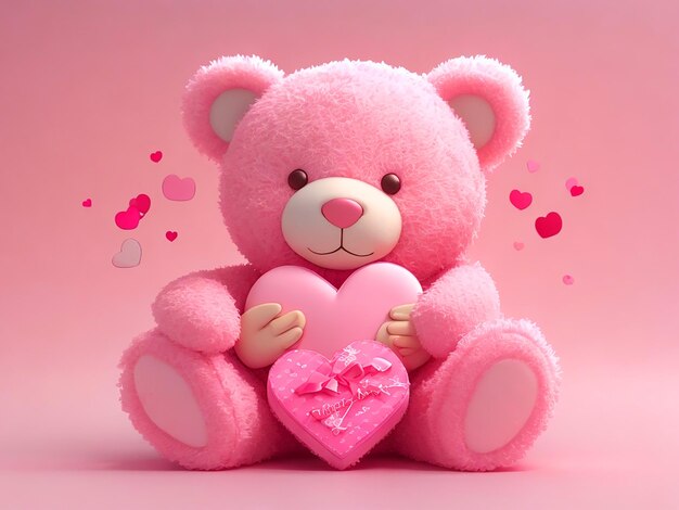 oso de peluche rosado con corazón blanco regalo romántico de aniversario del día de San Valentín imagen hd