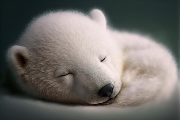 Un oso polar durmiendo de lado.