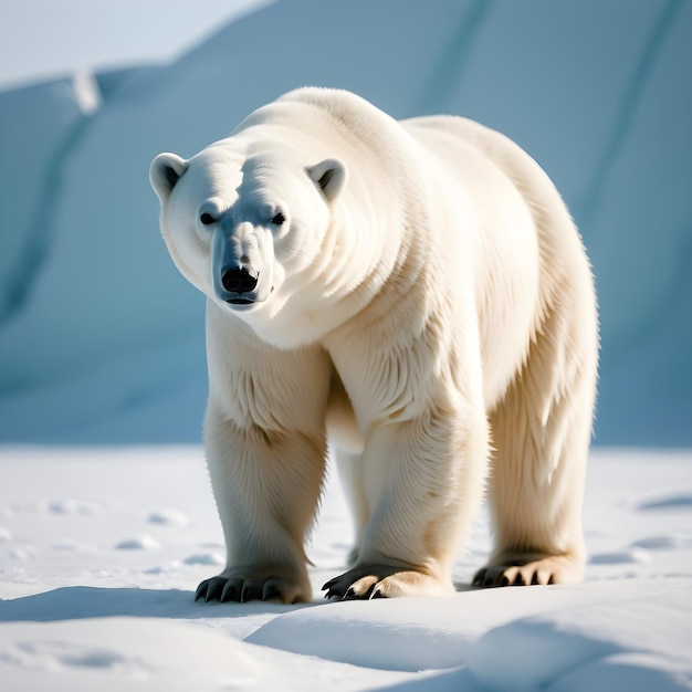 un oso polar está de pie en la nieve