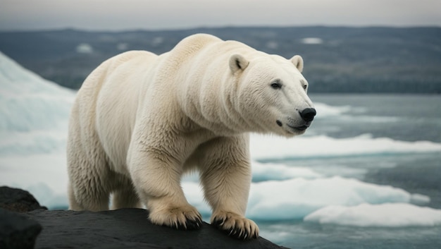 el oso polar está sentado en la nieve