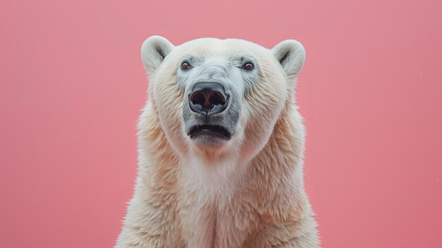 Un oso polar en un fondo aislado de color pastel