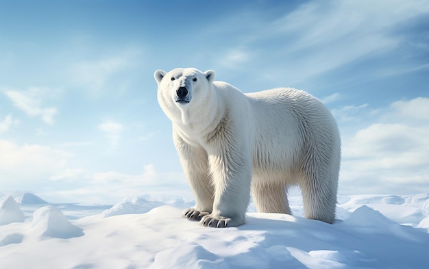 Oso polar frente a un fondo blanco