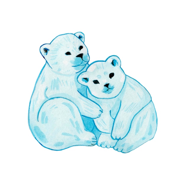 Oso polar Ilustración acuarela Lindo bebé oso Ilustración para diseño Aislado en blanco