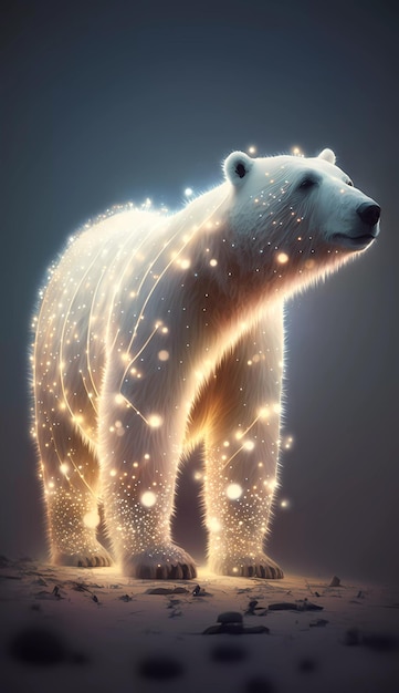 Un oso polar con luces