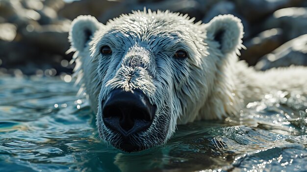 Un oso polar macho juvenil Una florida de Ursus maritimus en el hielo IA generativa