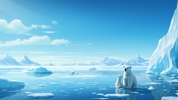 Foto oso polar y madre en el ártico