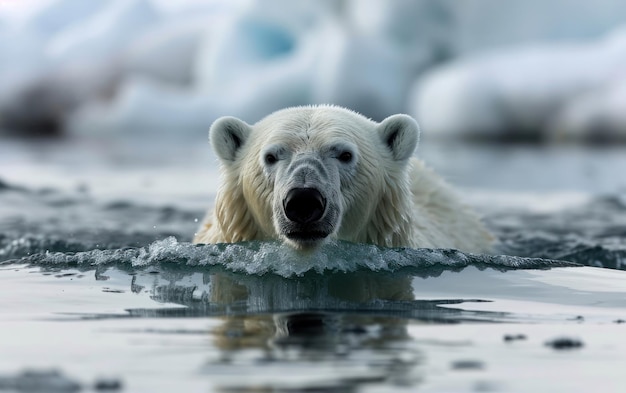 El oso polar nada con maestría en las frías aguas del Ártico