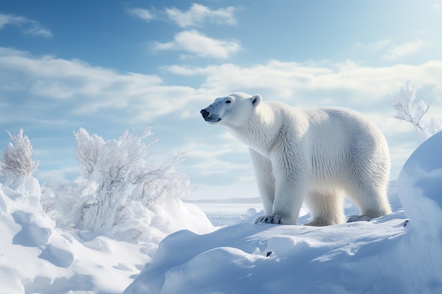 Un oso polar en la nieve.