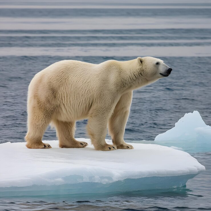 un oso polar en una placa de hielo con la palabra oso polar en él