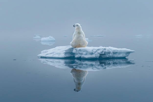 oso polar practicando yoga en un iceberg encontrando la paz interior en medio del paisaje congelado