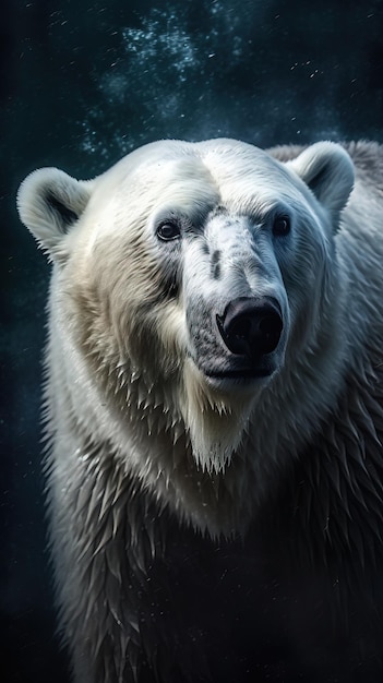 Oso polar realista sobre fondo oscuro IA generativa